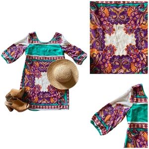 NEW! Boutique teal & purple paisley dress S